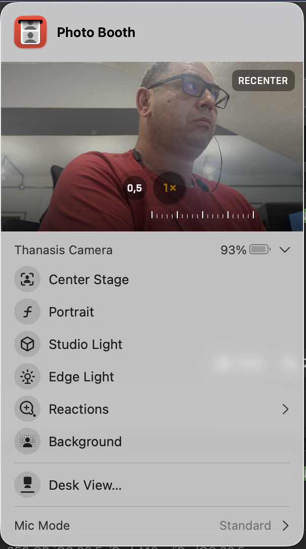 Το iPhone ως webcam στον Mac μέσω Continuity Camera – Center Stage και Desk View στο Photo Booth