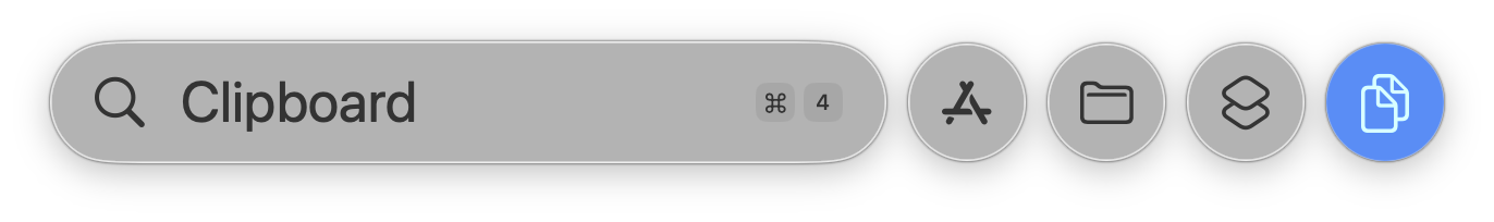 Spotlight γραμμή με tabs – το Clipboard είναι στο ⌘+4